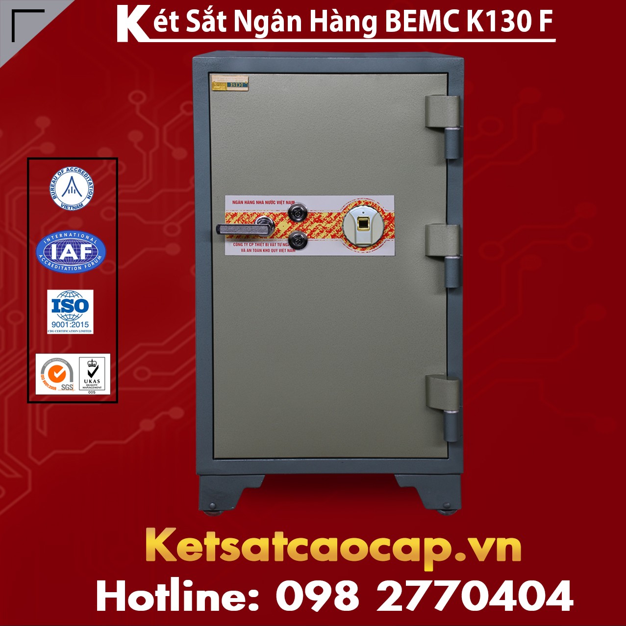 Két Sắt Vân Tay Bank Safes BEMC K130 F Sử Dụng vân tay Và Khóa Chìa