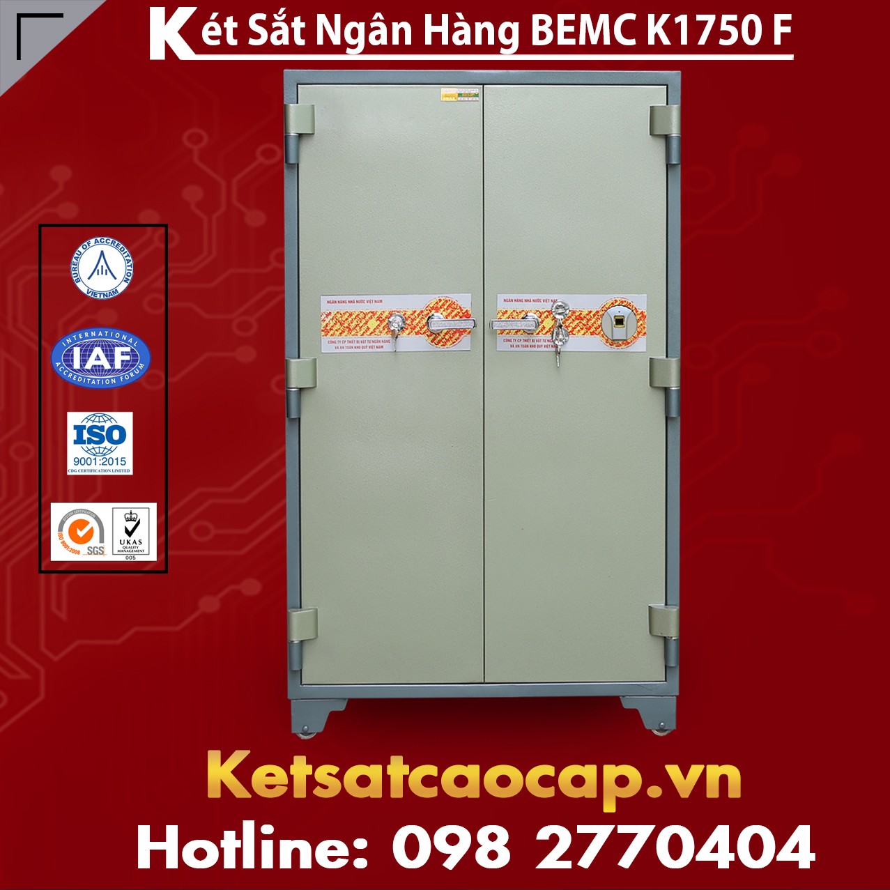 Két Sắt Vân Tay Bank Safes 2 Cửa BEMC K1750F Công Nghệ Vân Tay Bảo Mật