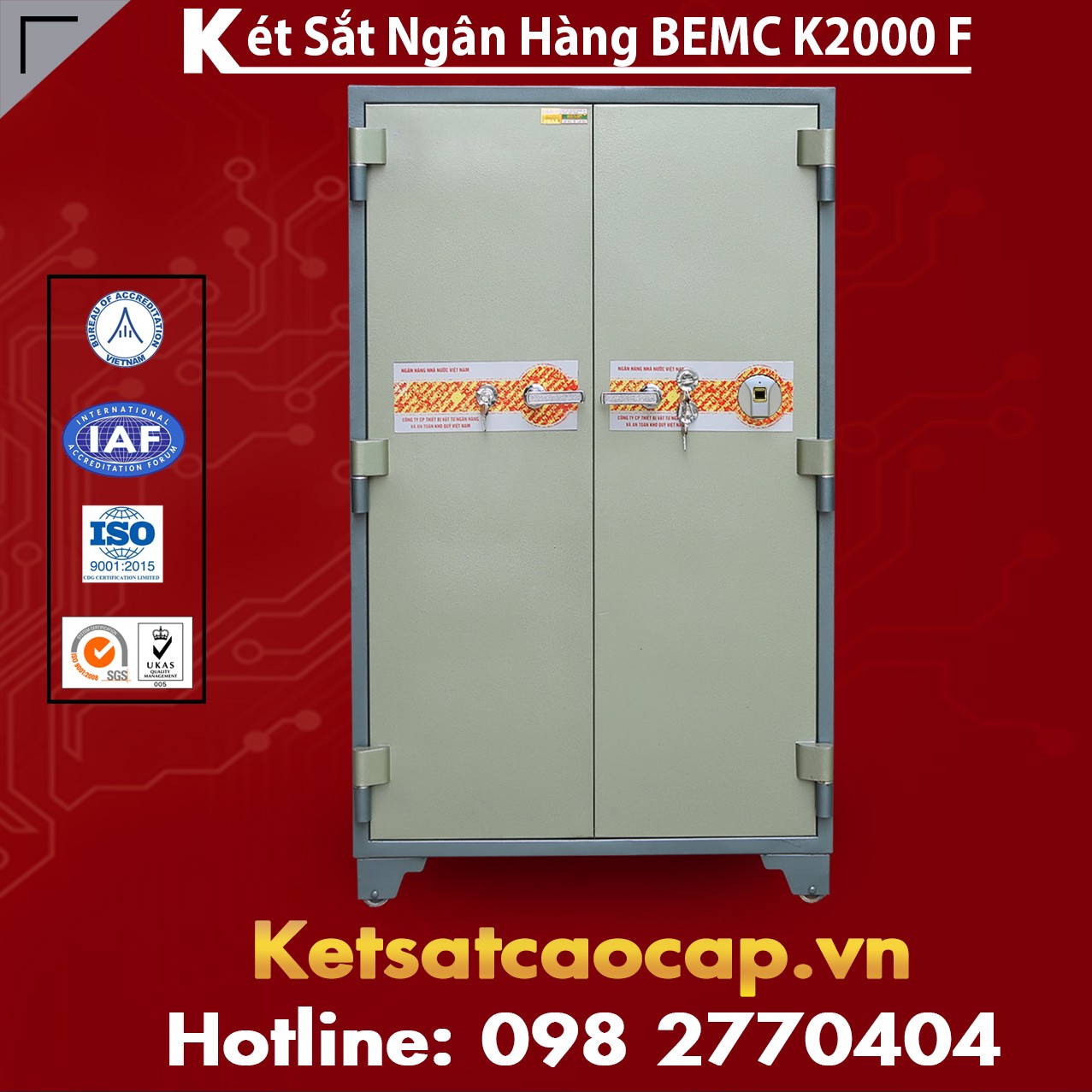 Két Sắt Vân Tay Bank Safes 2 Cửa BEMC K2000 F Freeship Tận Nhà Trên
