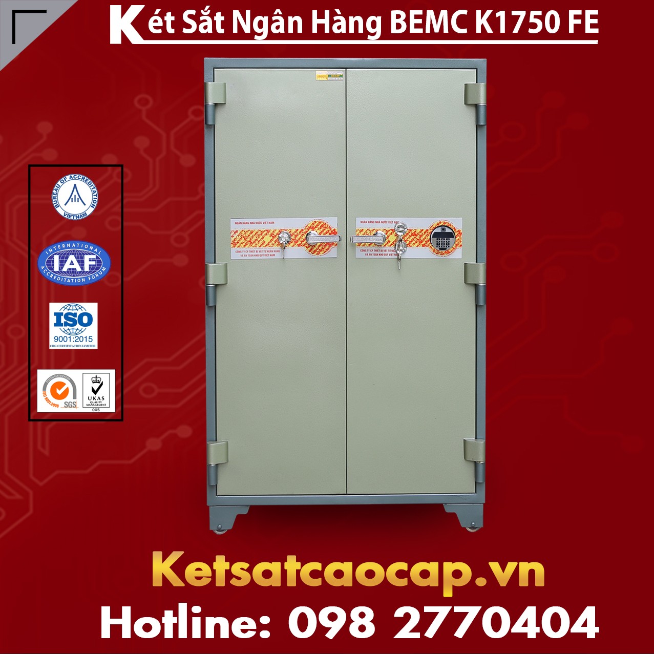 Két Sắt Vân Tay Điện Tử Hàn Quốc 2 Cửa BEMC K1750 FE nơi bán giá rẻ