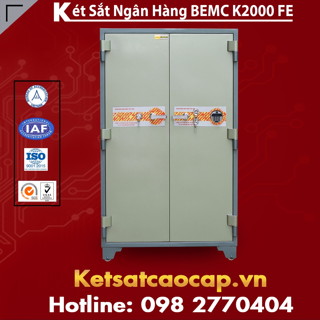 Két Sắt Vân Tay Điện Tử Hàn Quốc 2 Cửa BEMC K2000 FE HT khóa an toàn