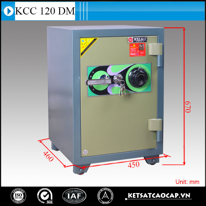 hình ảnh sản phẩm Két sắt chống cháy kcc120 DM Xanh