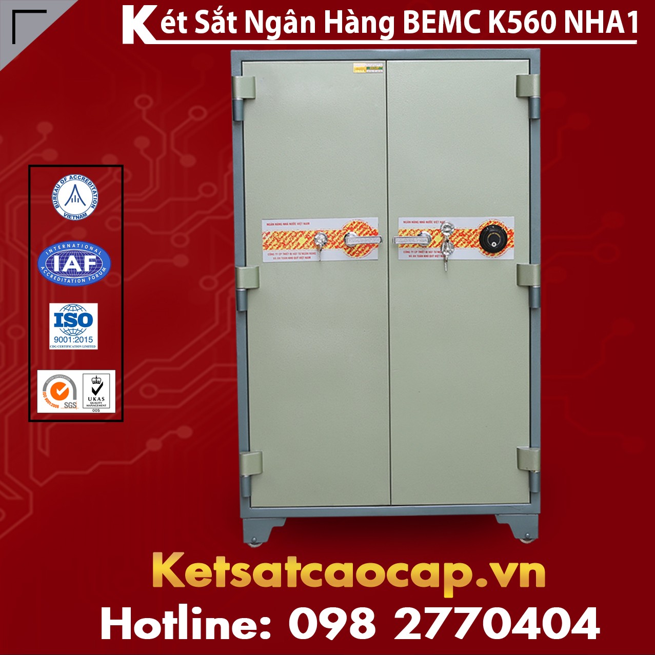 Két Sắt Ngân Hàng BEMC K560 NHA1 Top 1 Két Bạc Tiêu Chuẩn Xuất Mỹ