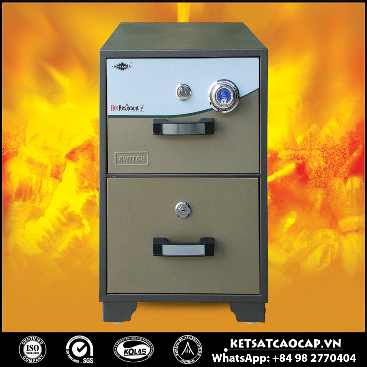 Tủ Hồ Sơ Chống Cháy WELKO S200 DK Brown
