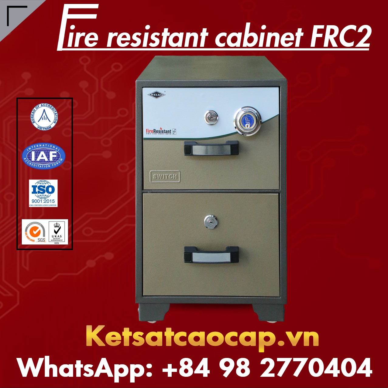 Tủ Sắt Chống Cháy WELKO FRC2 DK Brown