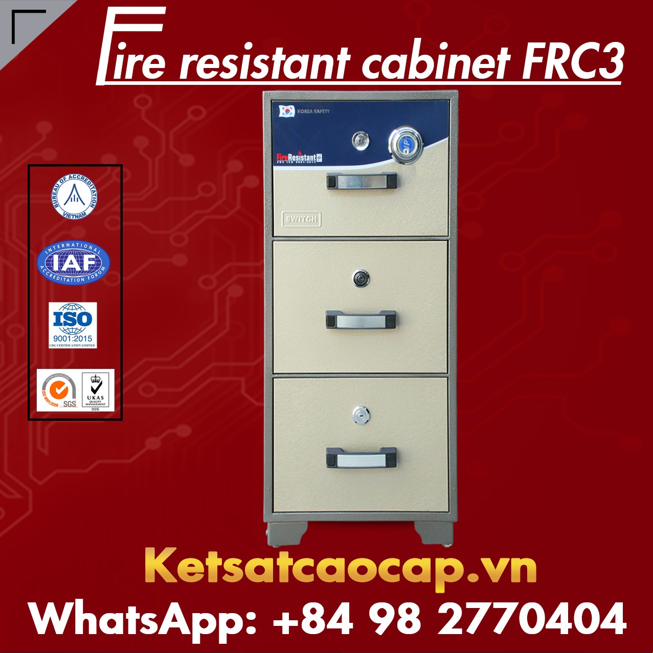Tủ Sắt Chống Cháy KOREA FRC3 DK Brown