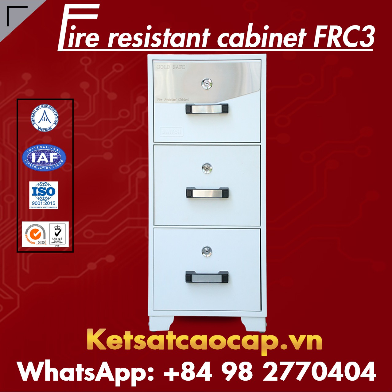 Tủ Hồ Sơ Chống Cháy Cao Cấp WELKO FRC3 KEY White