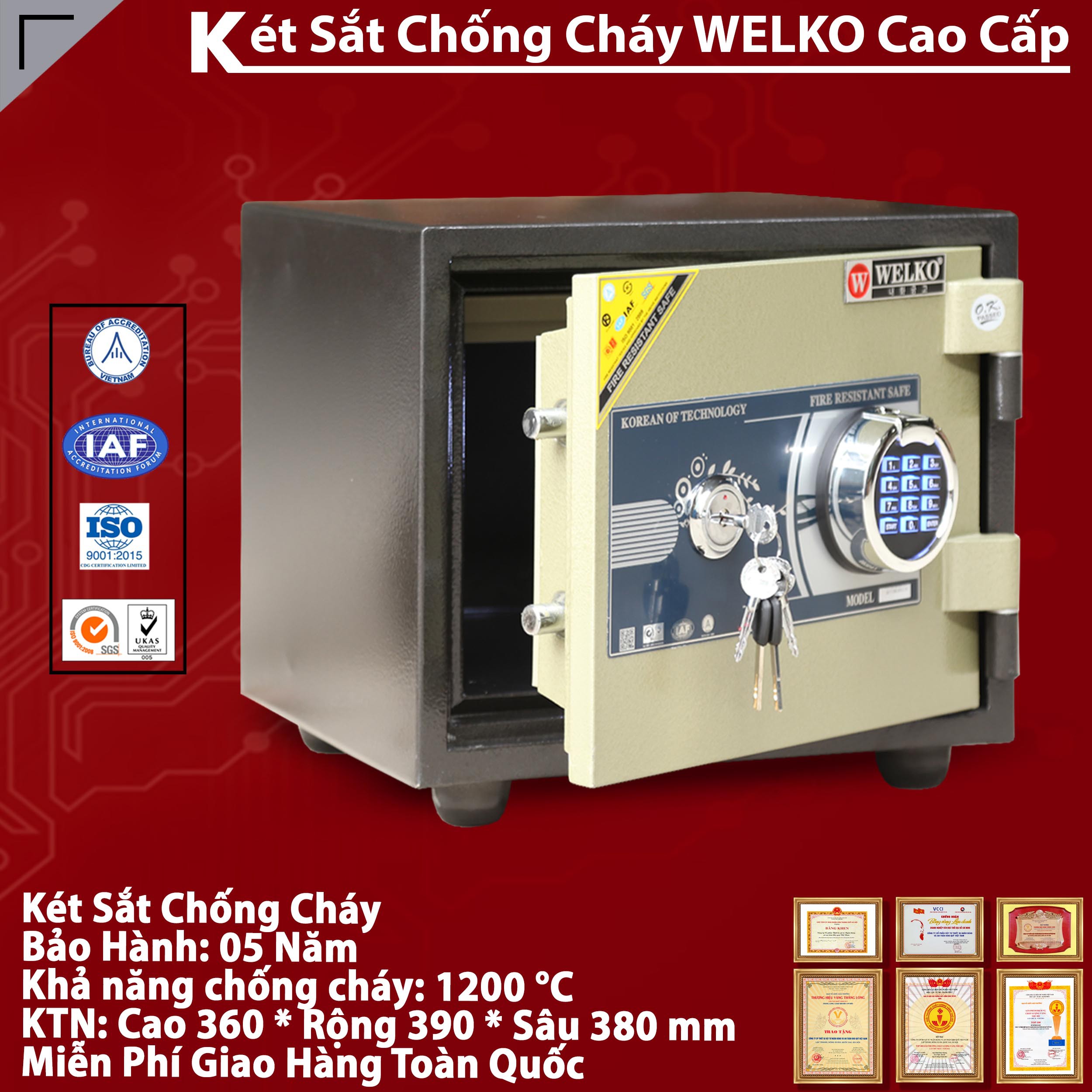Két Sắt Vân Tay Sang Trọng