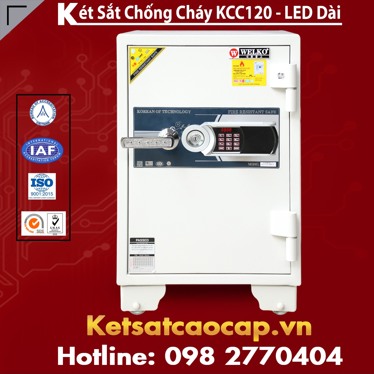 Két Sắt Chống Cháy WELKO KCC120- Led Dài