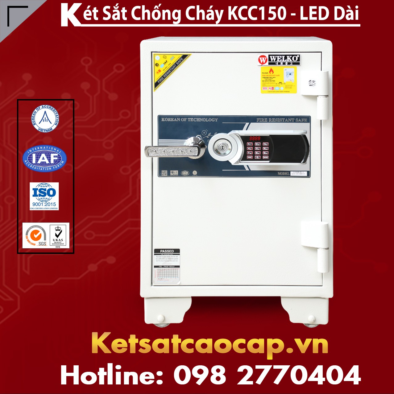 Két Sắt Chống Cháy WELKO KCC150- Led Dài