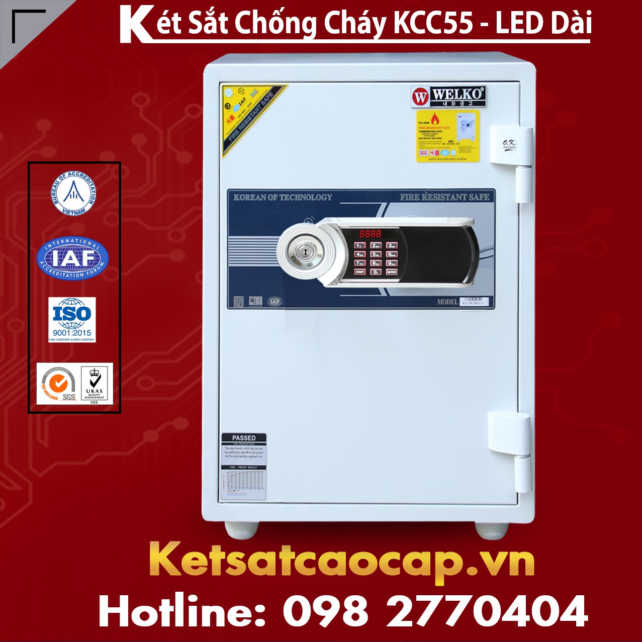 Két Sắt Chống Cháy WELKO KCC55- Led Dài