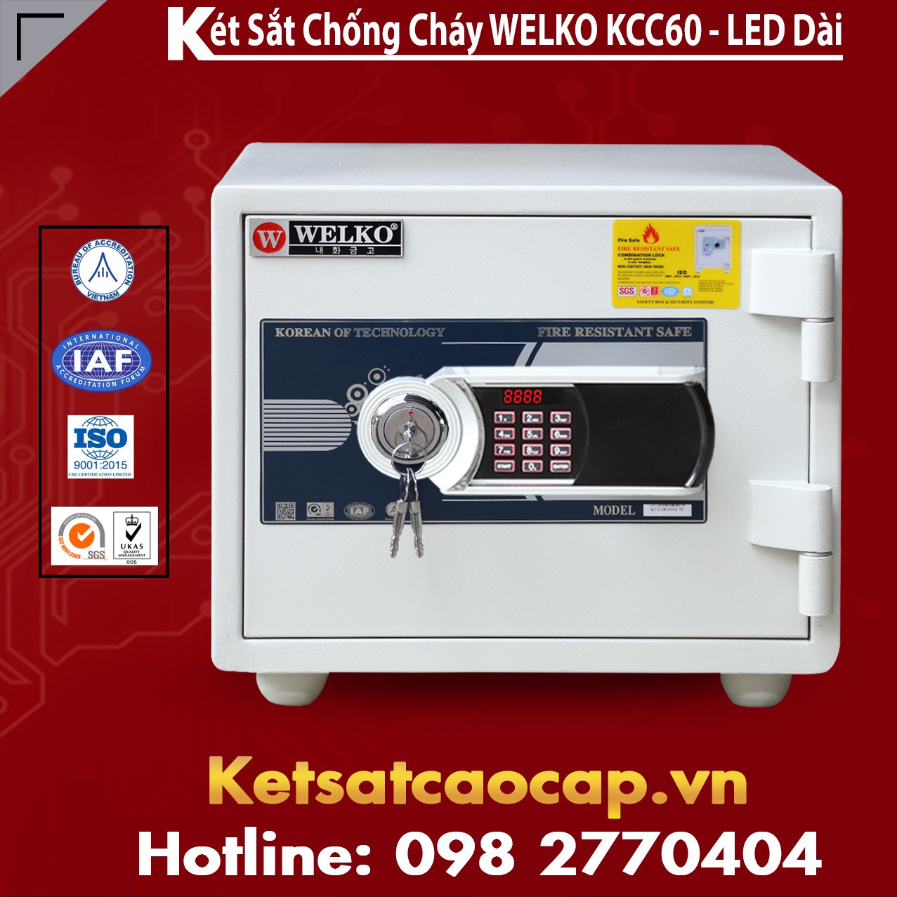 Két Sắt Chống Cháy WELKO KCC60- Led Dài