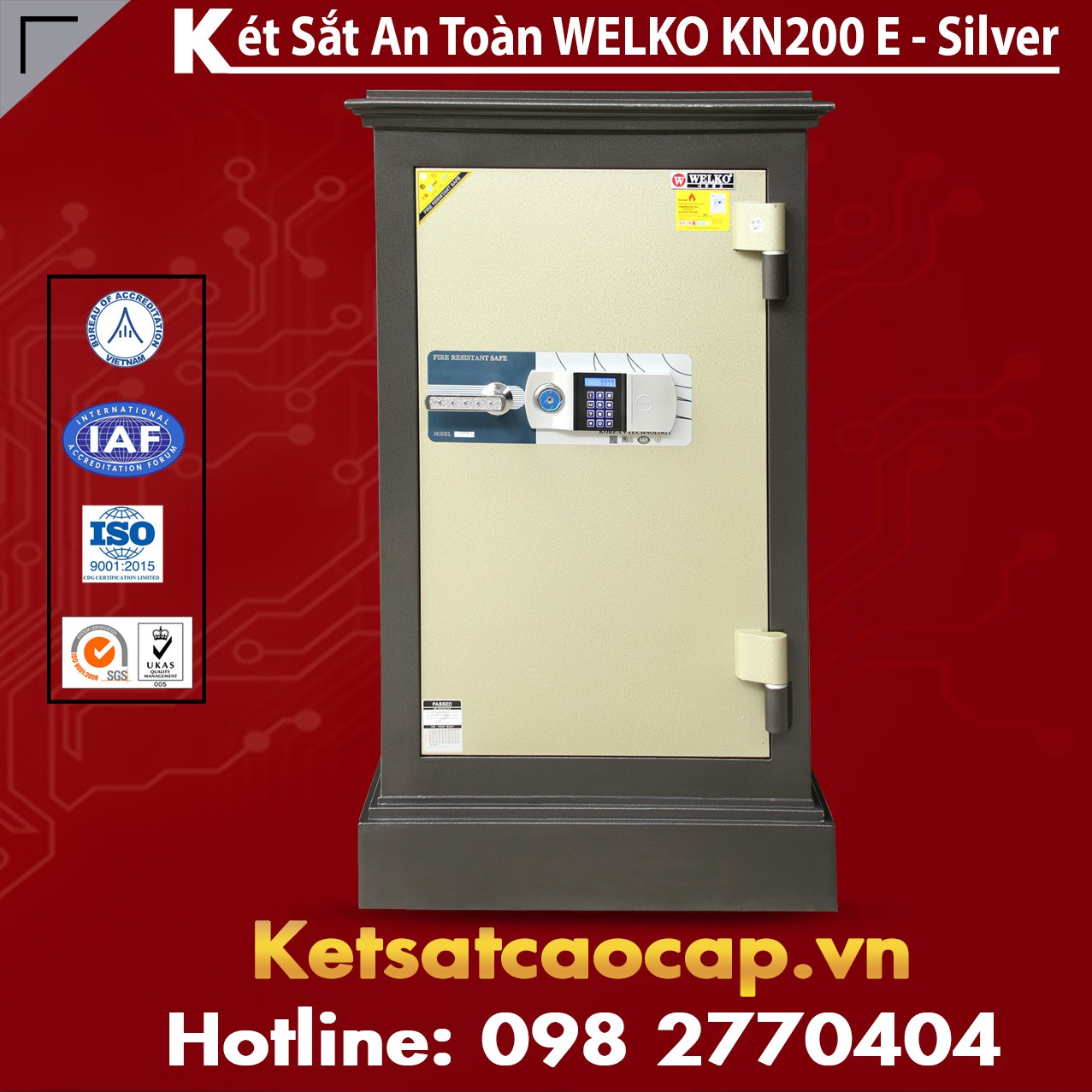 Két Sắt Trà Vinh WELKO KN200 Black E Silver