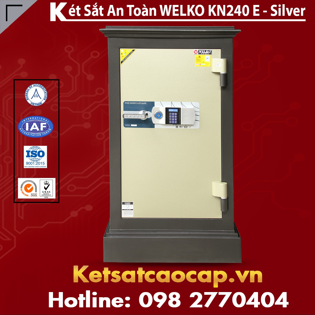 Két Sắt Trà Vinh WELKO KN240 Black E Silver