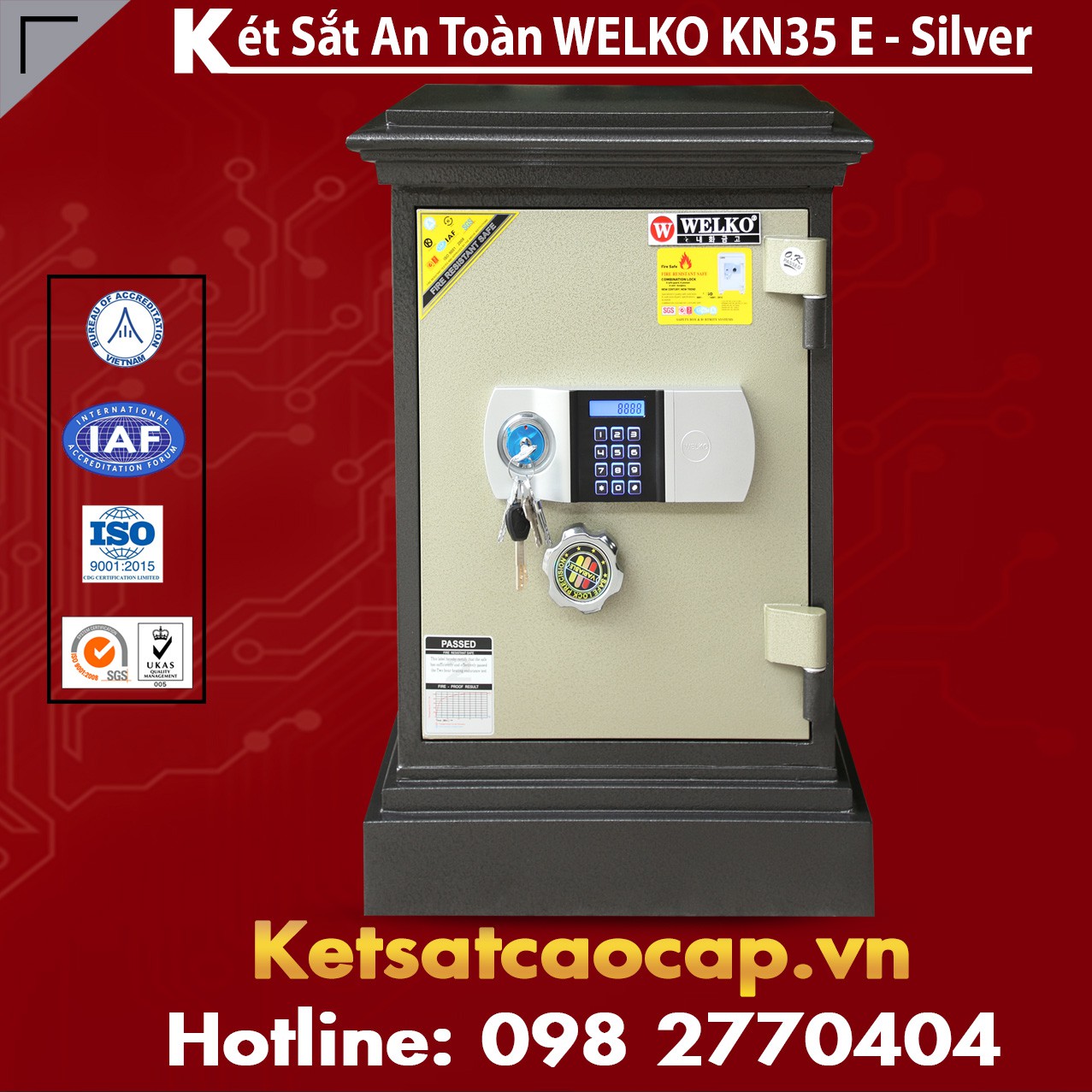 Két Sắt Trà Vinh WELKO KN35 Black E Silver