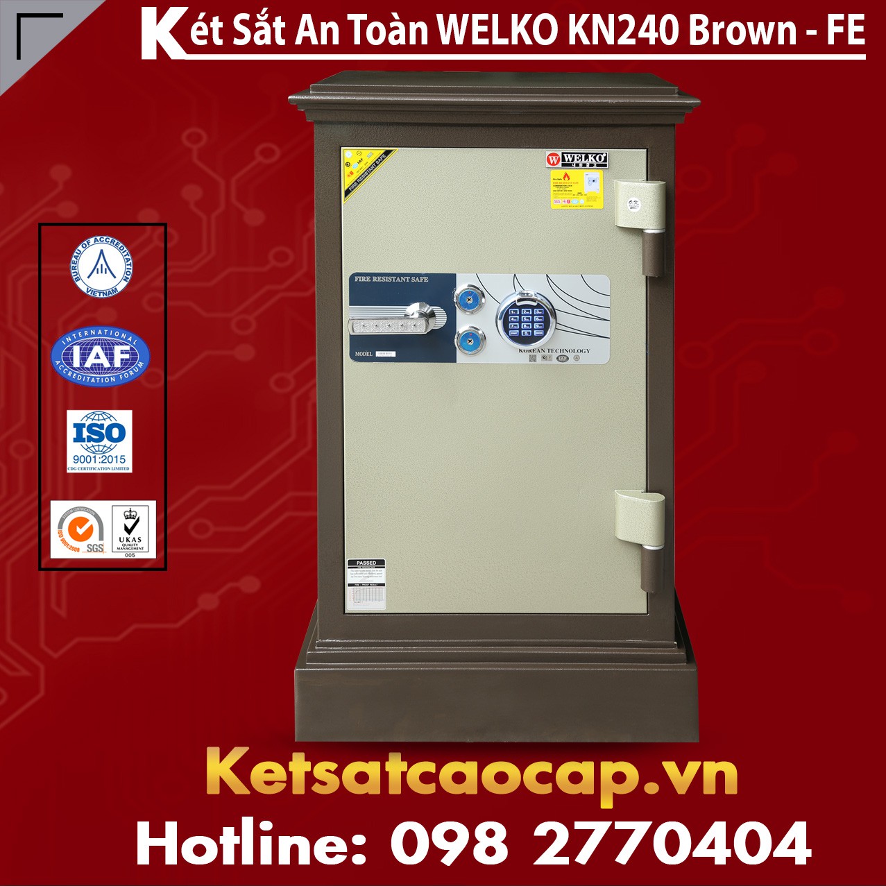 Két Sắt Khoá Vân Tay WELKO KN240 Brown - FE