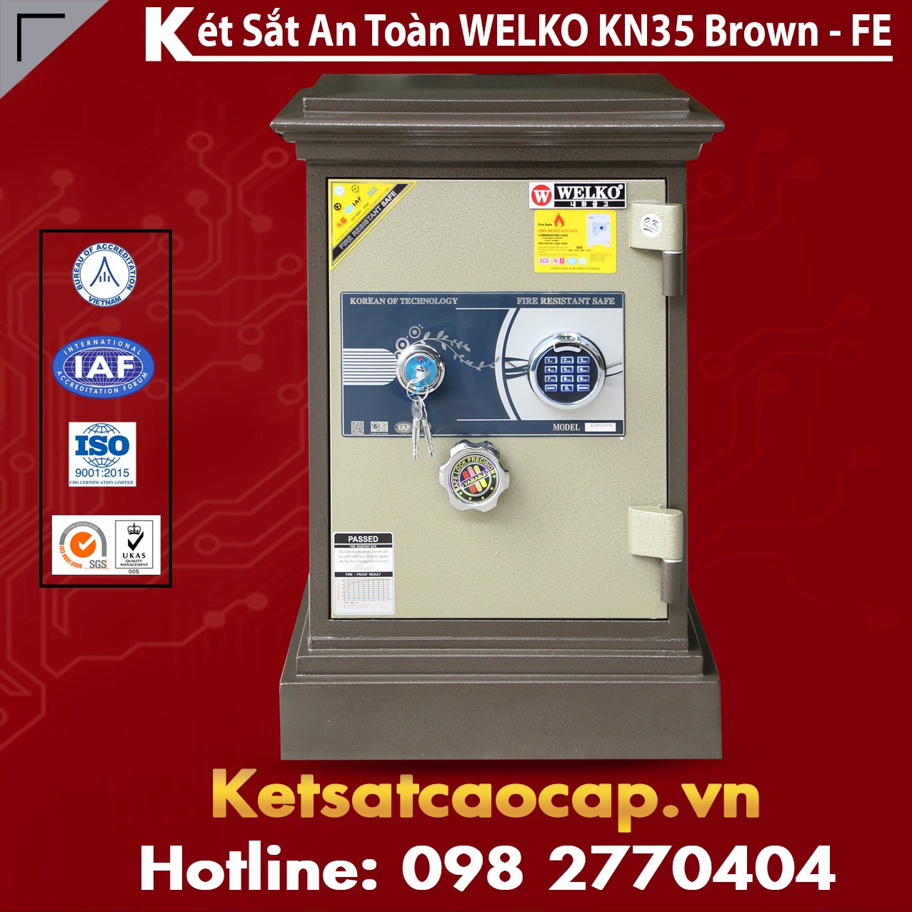 Két Sắt Khoá Vân Tay WELKO KN35 Brown - FE