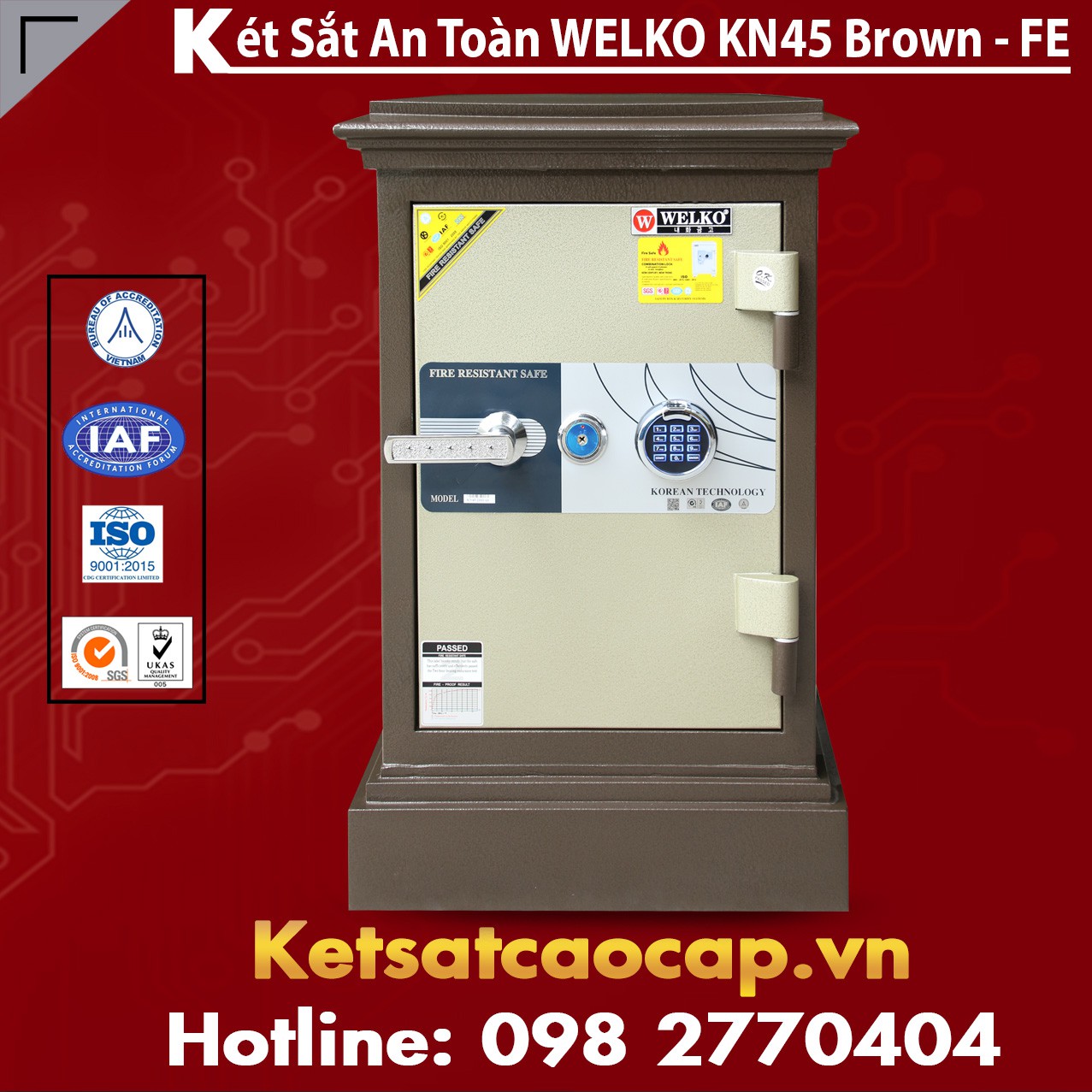 Két Sắt Khoá Vân Tay WELKO KN45 Brown - FE