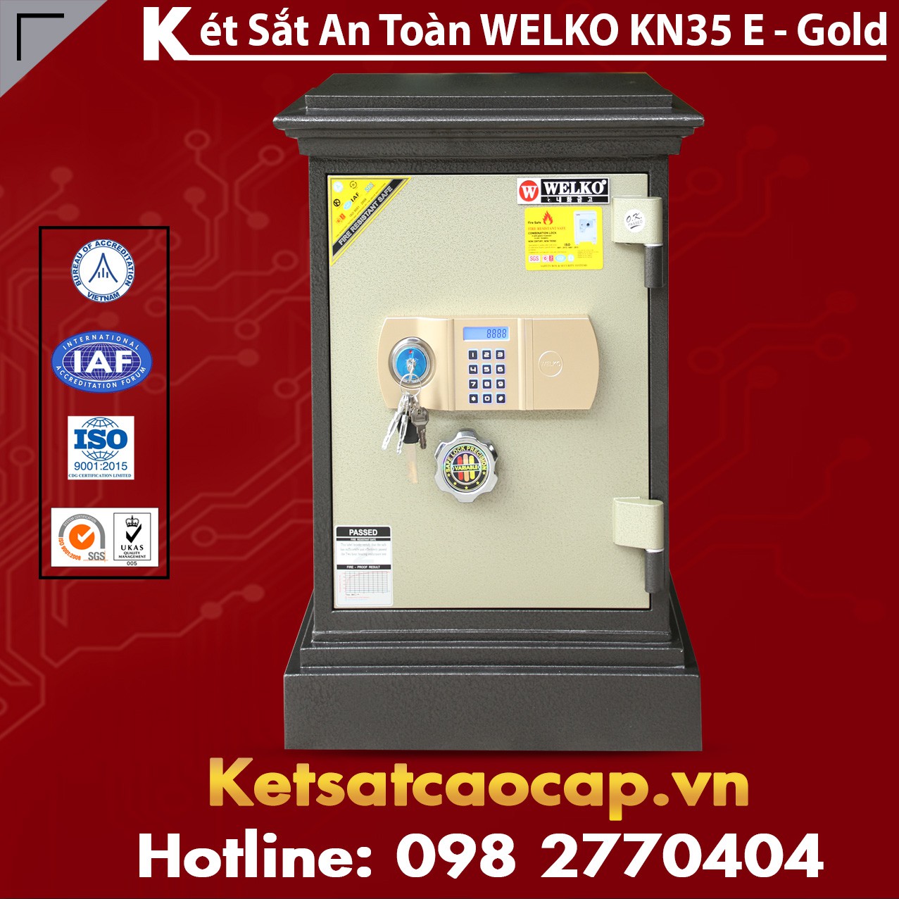 Két Bạc Văn Phòng WELKO KN35 E Gold