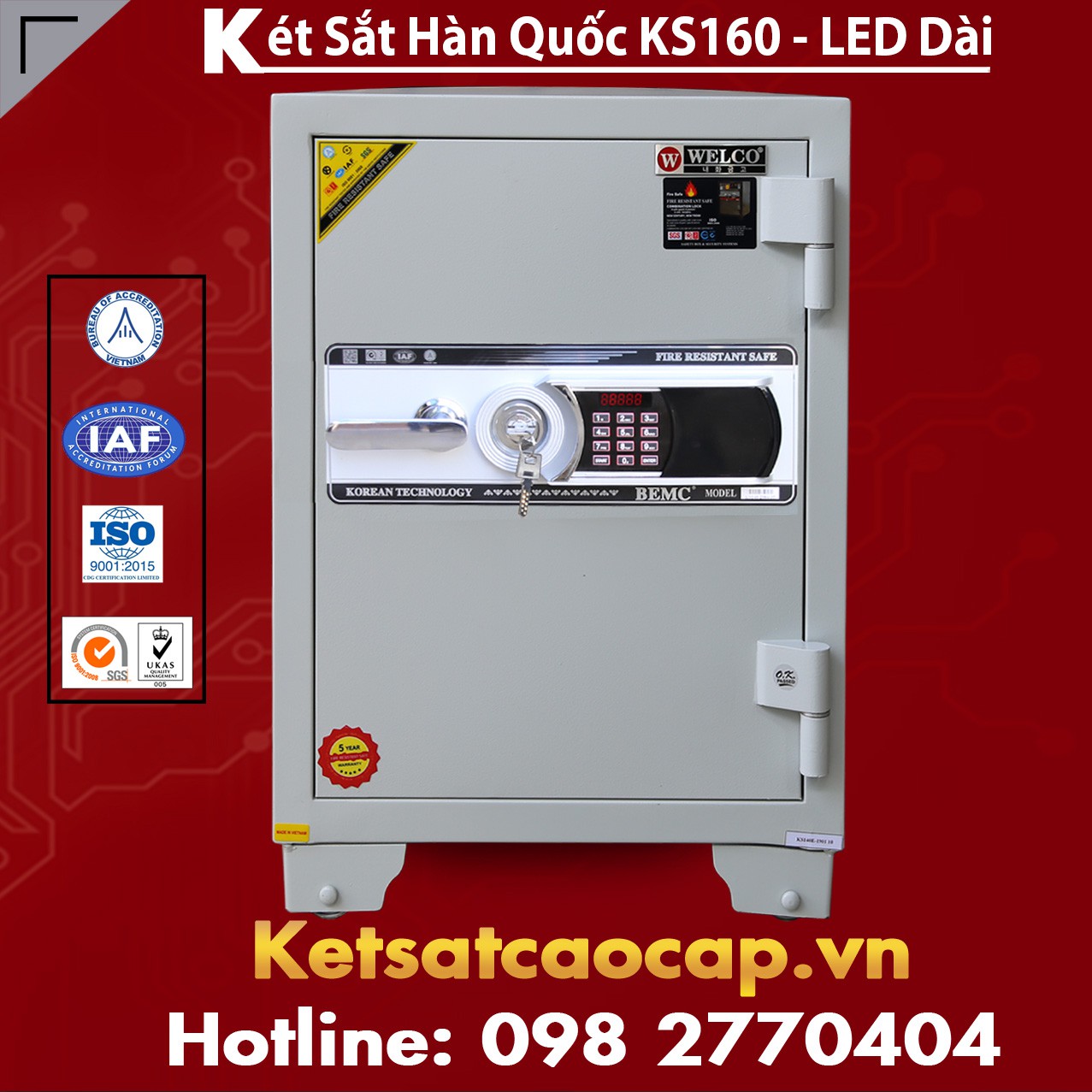 Két Sắt Hàn Quốc KS160 - White Led Dài