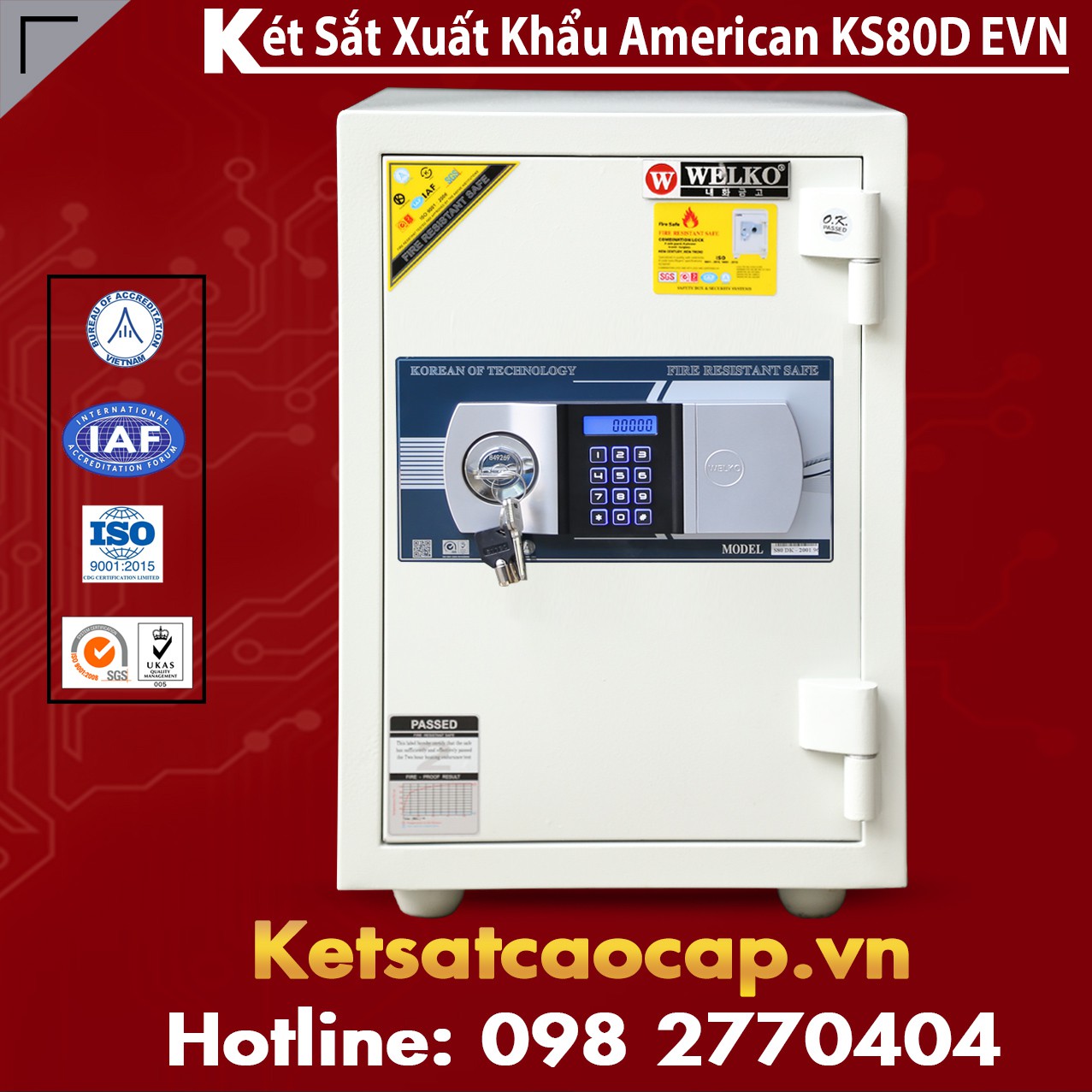 Két Sắt Siêu Cường WELKO KS80D White - Silver