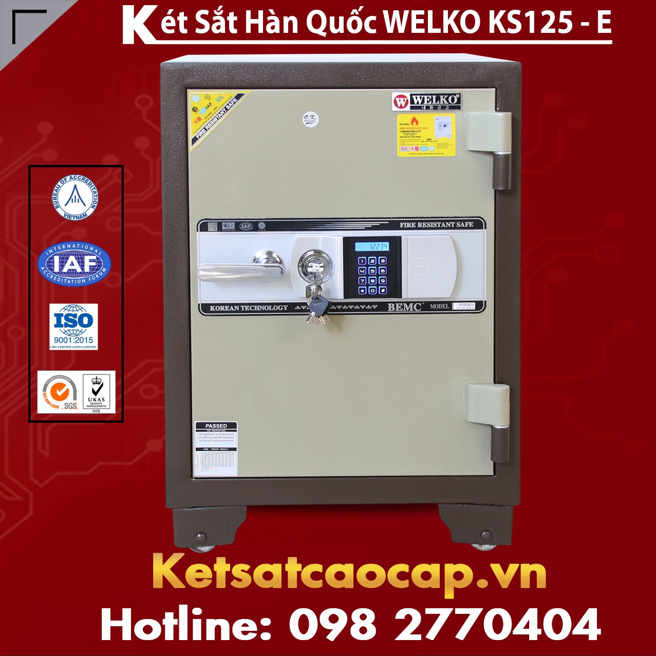 Két Sắt Siêu Cường WELKO KS125 Brown - Silver