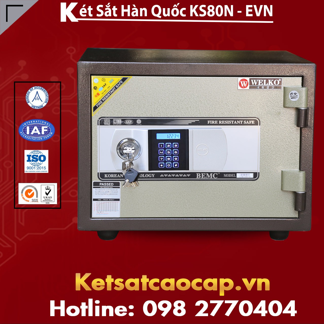 Két Sắt Siêu Cường WELKO KS80N Brown - Silver