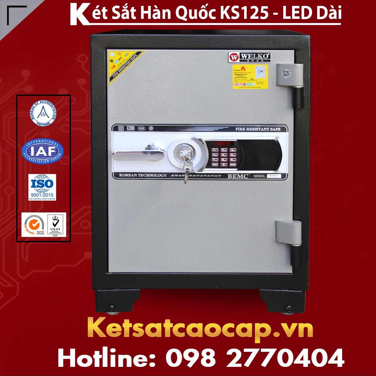 Két Sắt Hàn Quốc KS125 - Brown Led Dài