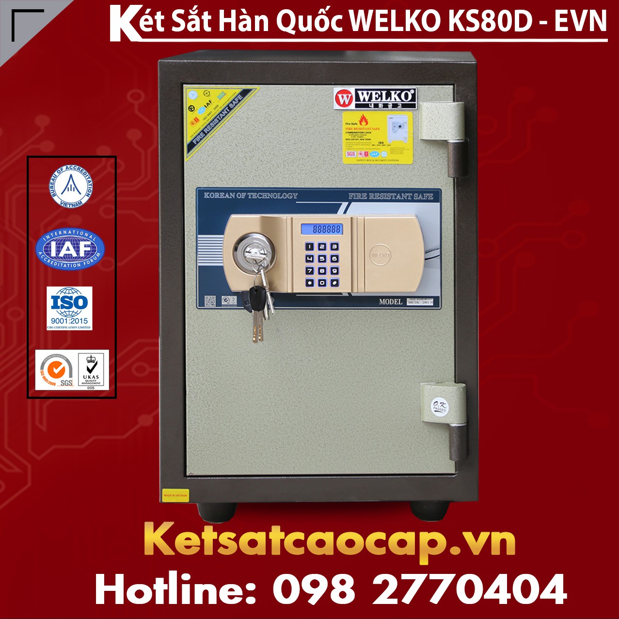 Két Sắt Văn Phòng WELKO KS80D Brown-E Gold