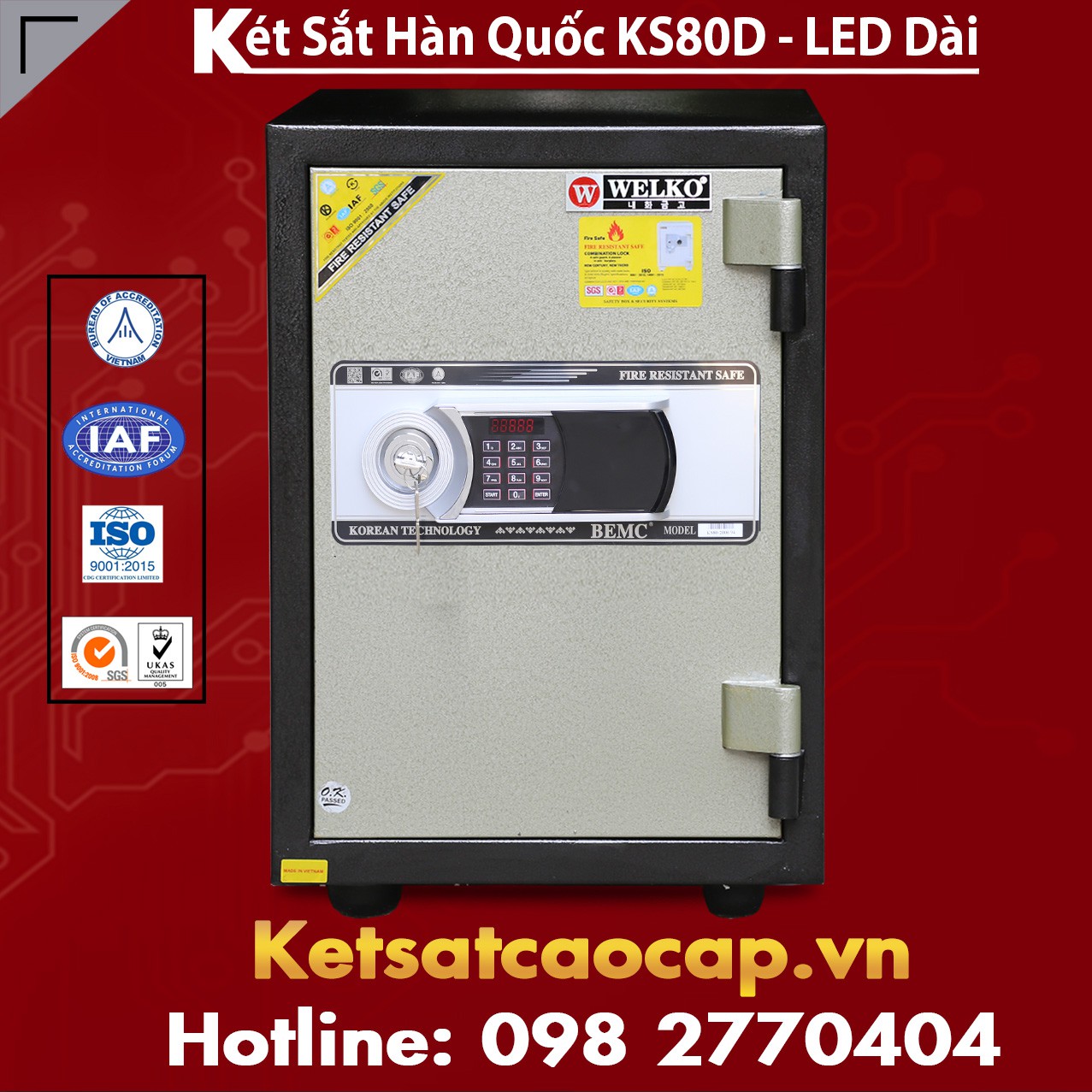 Két Sắt Hàn Quốc KS 80D - Led Dài