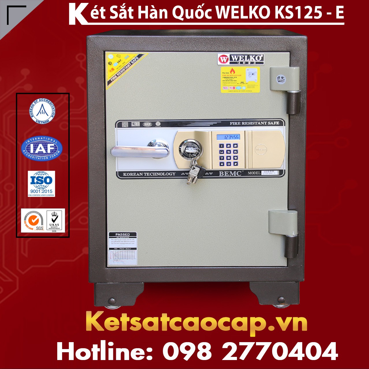 Két Sắt Văn Phòng WELKO KS125 Brown - E Gold