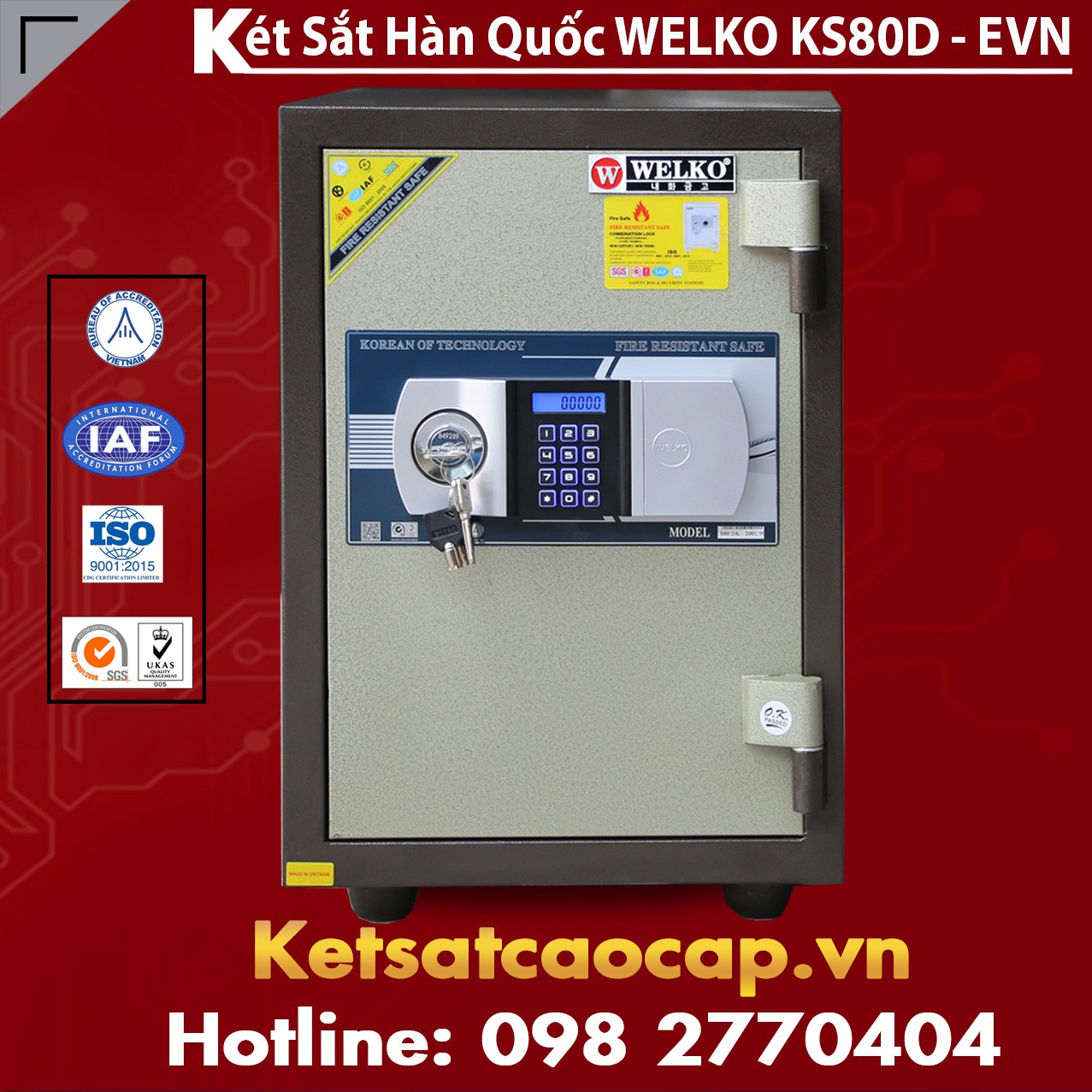 Két Sắt Siêu Cường WELKO KS80D Brown - Silver