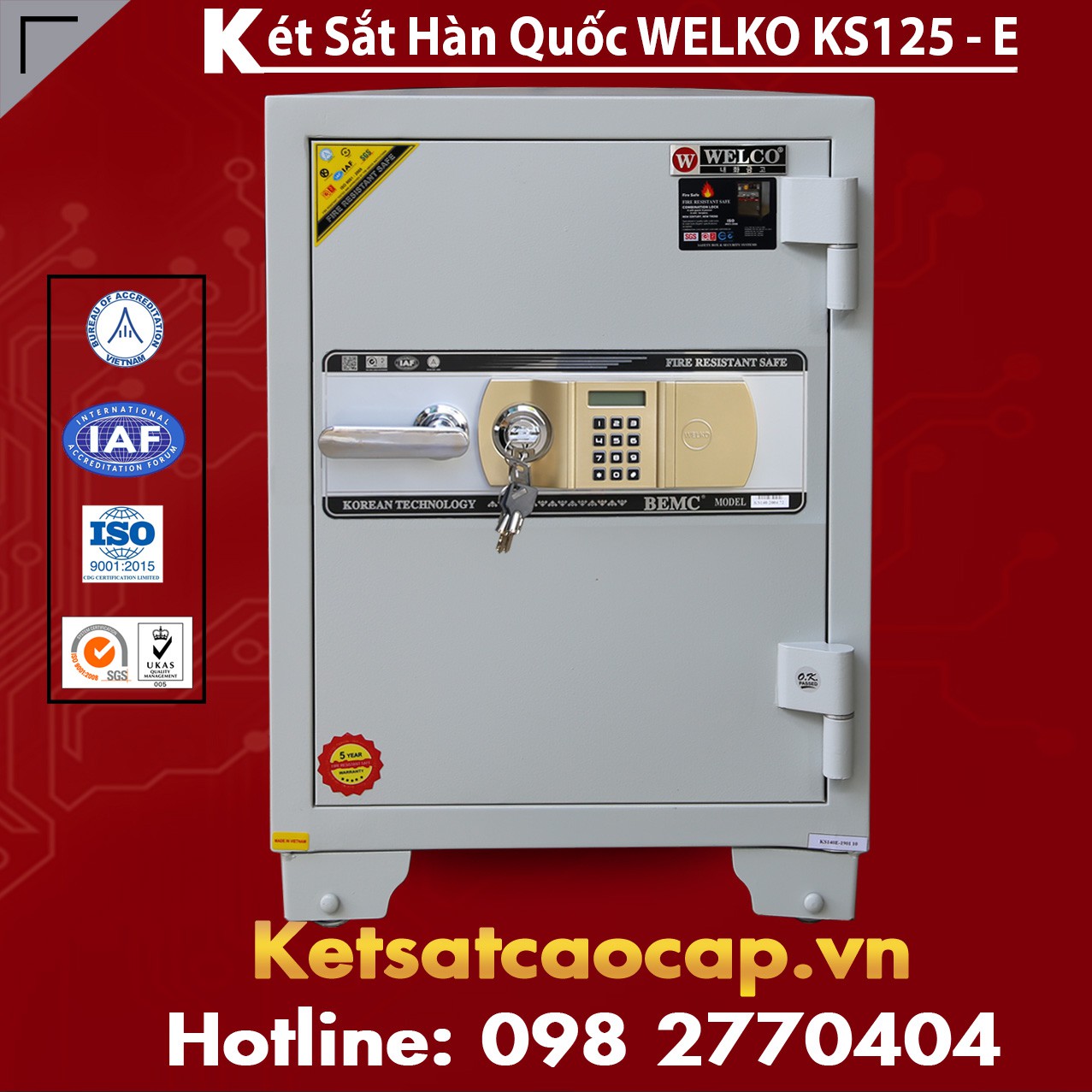 Két Sắt Văn Phòng WELKO KS125 White - E Gold