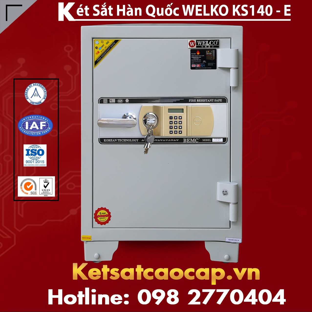 Két Sắt Văn Phòng WELKO KS140 White - E Gold