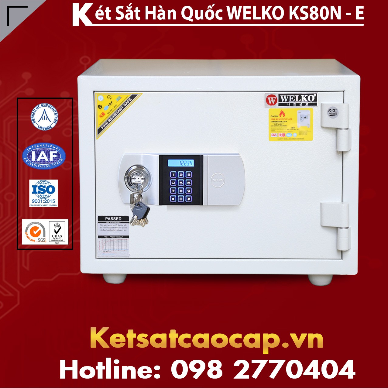 Két Sắt Siêu Cường WELKO KS80N White - Silver