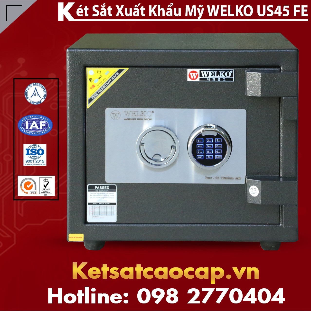 Két Sắt Siêu Cường Chính Hãng WELKO US45 FE Black