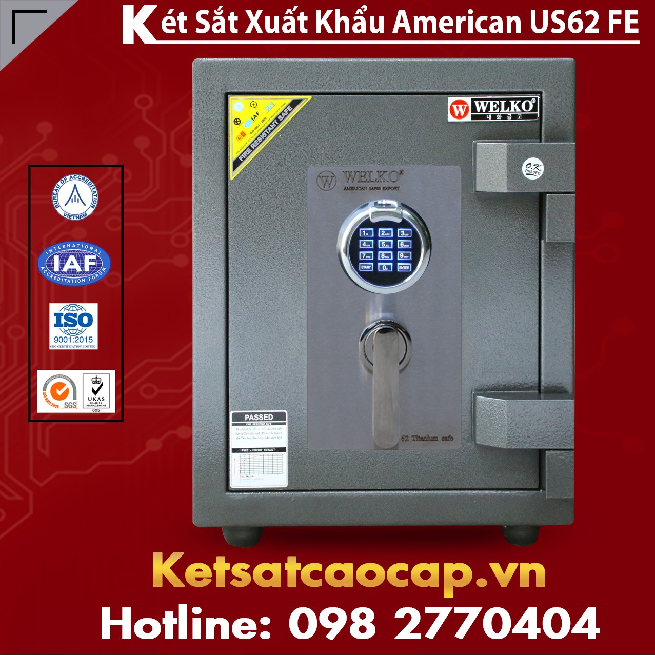 Két Sắt Siêu Cường Chính Hãng WELKO US62 FE Black