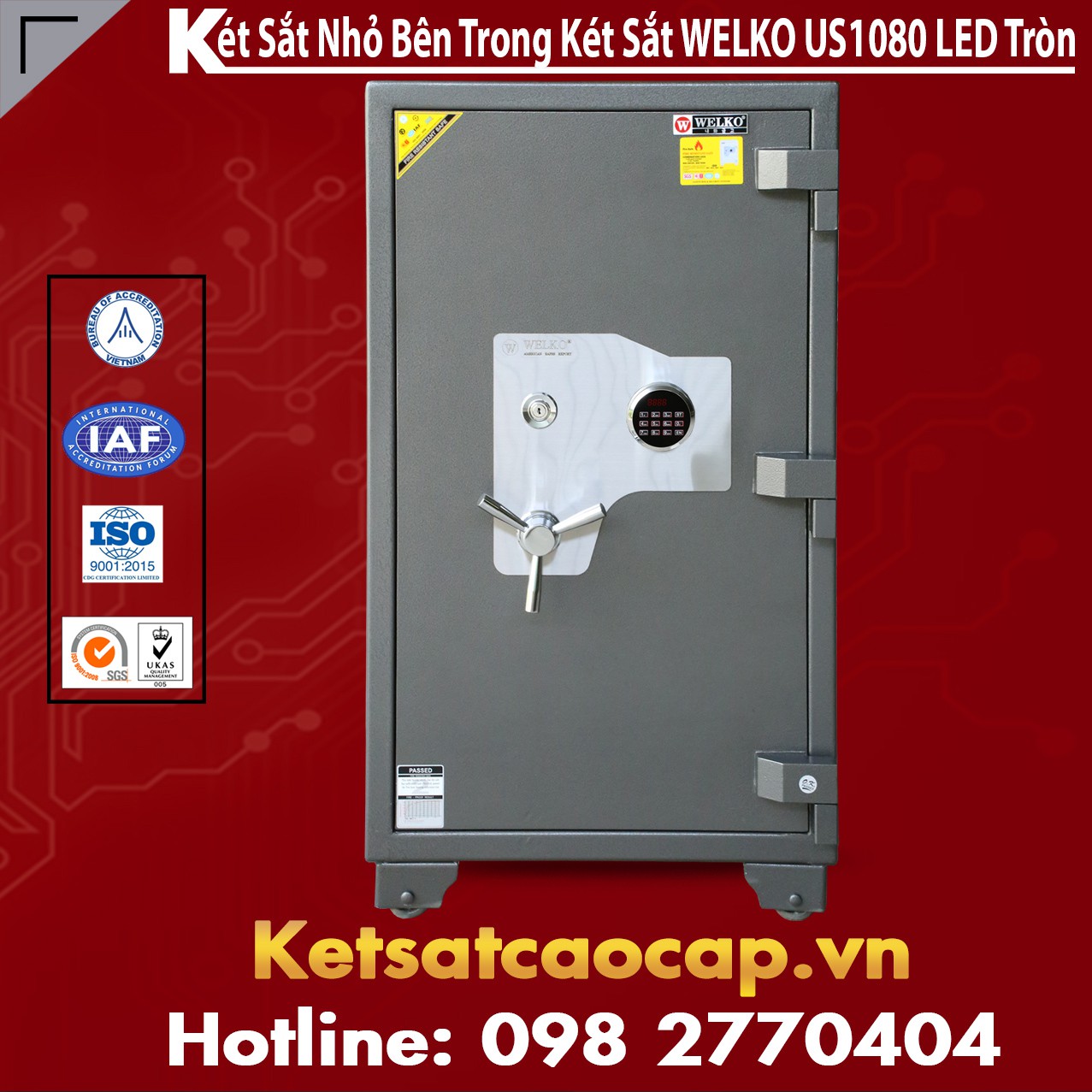 Két Sắt WELKO US1080 LED Black Két Trong Két