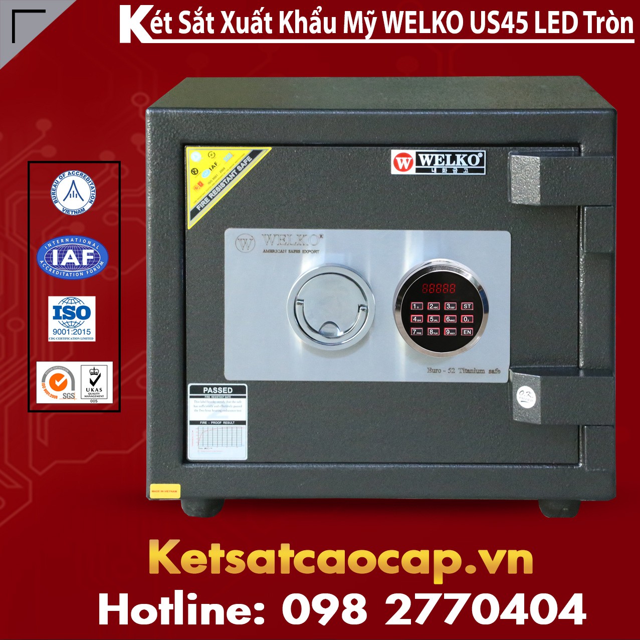 Két Sắt Siêu Cường Xuất Khẩu WELKO US45 LED Black