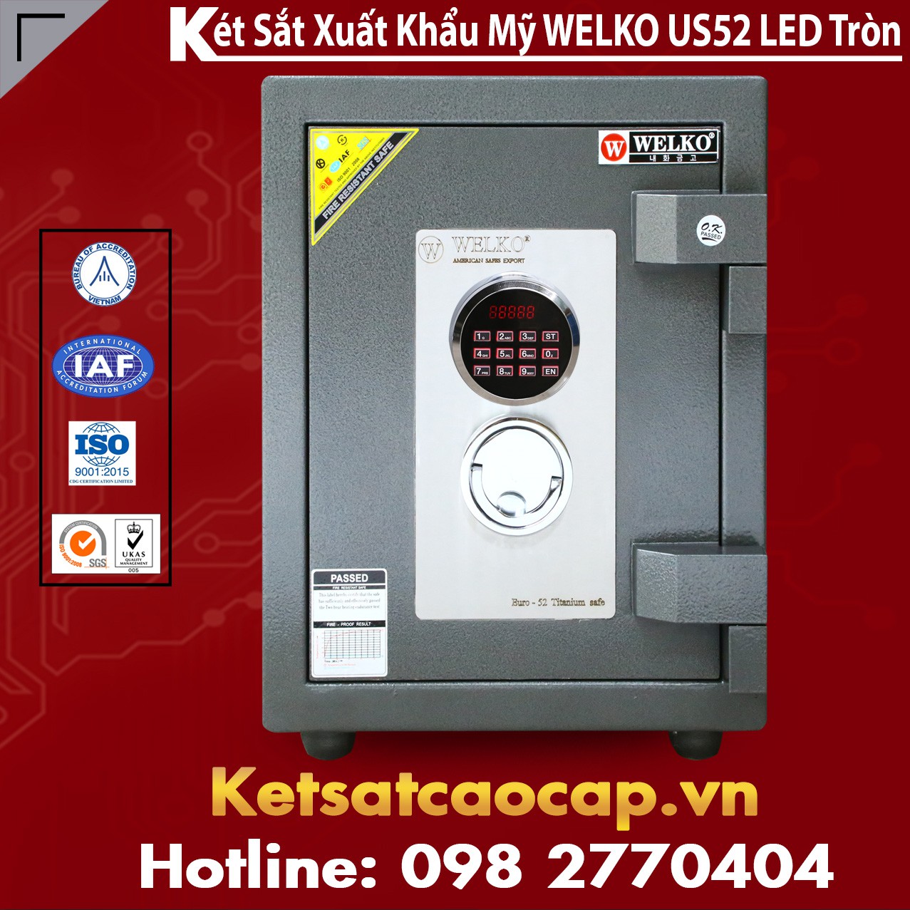 Két Sắt Siêu Cường Xuất Khẩu WELKO US52 LED Black