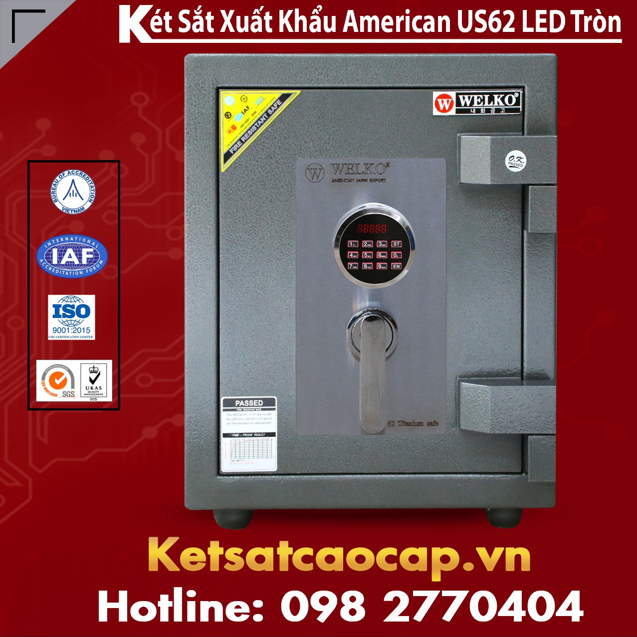 Két Sắt Siêu Cường Xuất Khẩu WELKO US62 LED Black