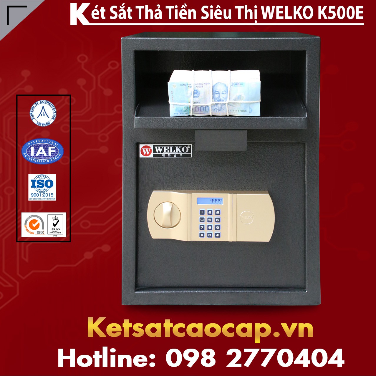 Két Sắt Quầy Thu Ngân WELKO K500 - E