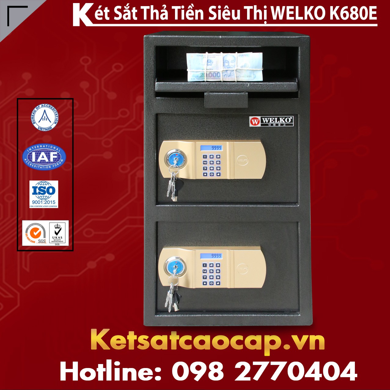 Két Sắt Quầy Thu Ngân WELKO K680 - E