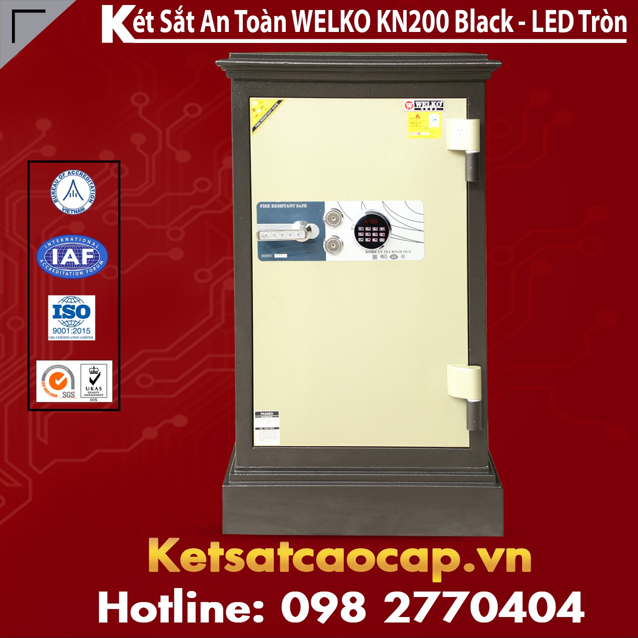 Két Sắt Thép Tấm Siêu Cường WELKO KN200 - Led Tròn