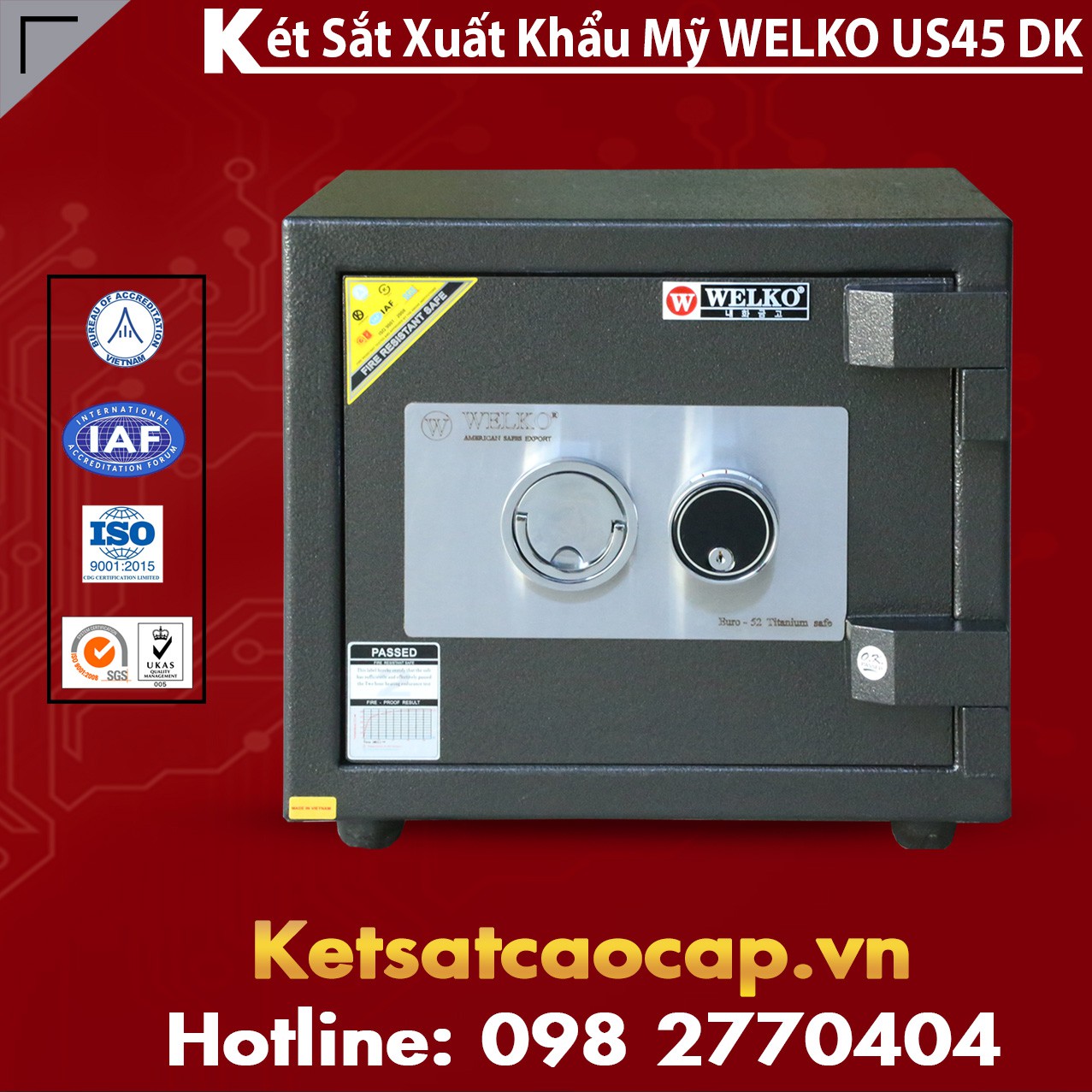 Két Sắt Xuất Khẩu Chính Hãng WELKO US45 DK Black