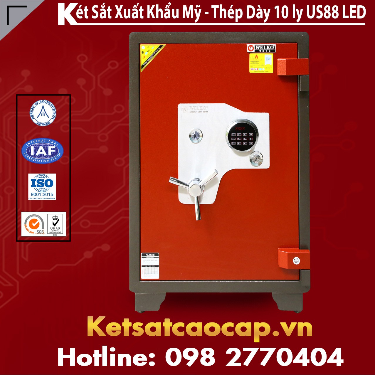 Công Ty Xuất Khẩu Két Sắt WELKO US88 LED Red