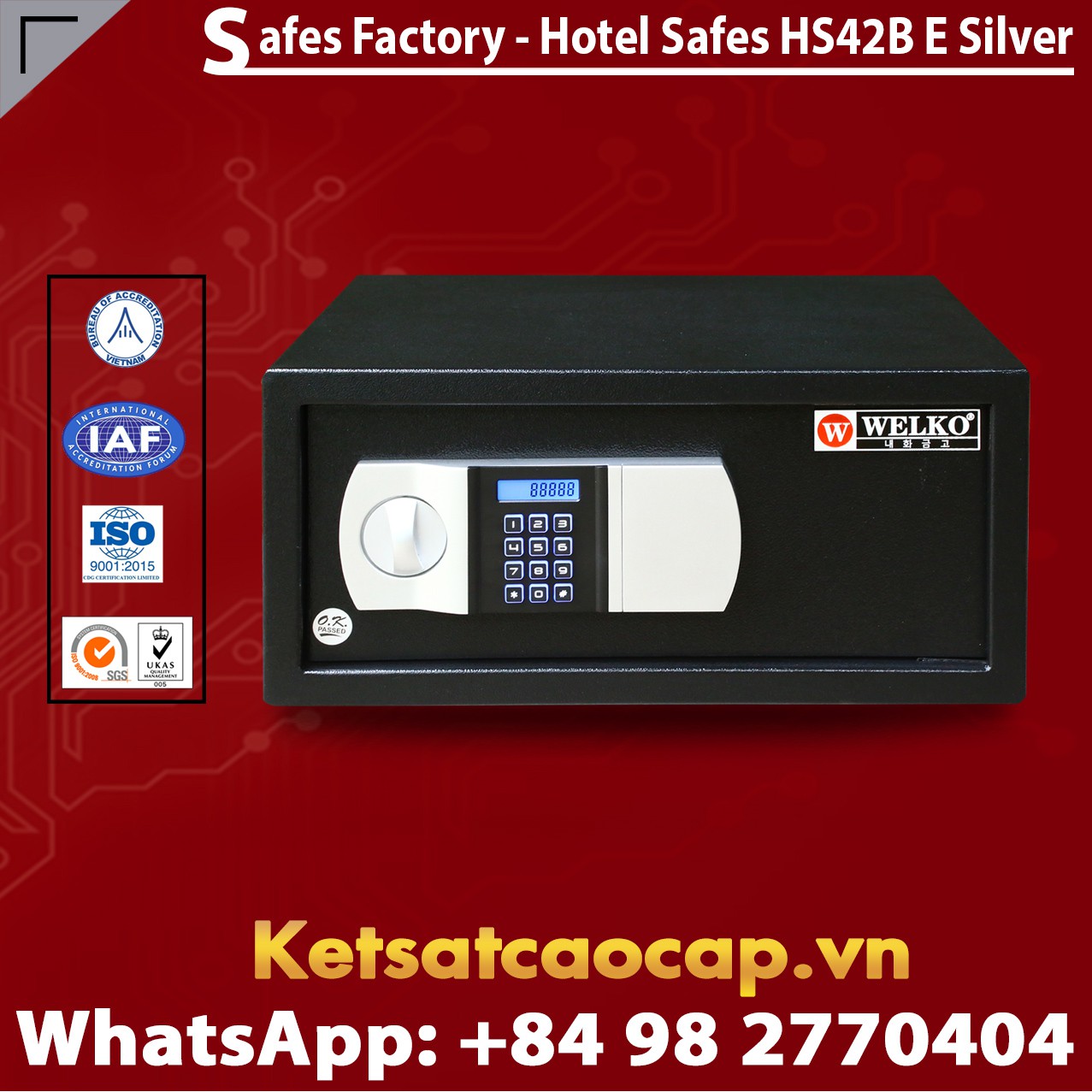 Safe in Hotel WELKO HS42 Black - E Silver