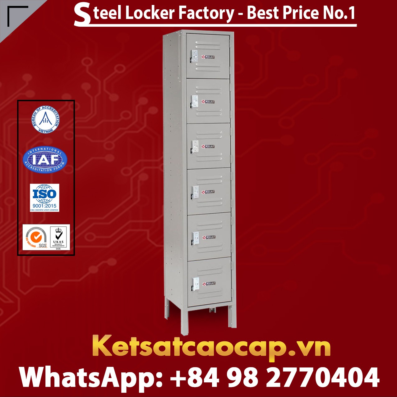 Steel Locker 6 Tier 12 x 12 x 12 6 Door Ready To Assemble Gray