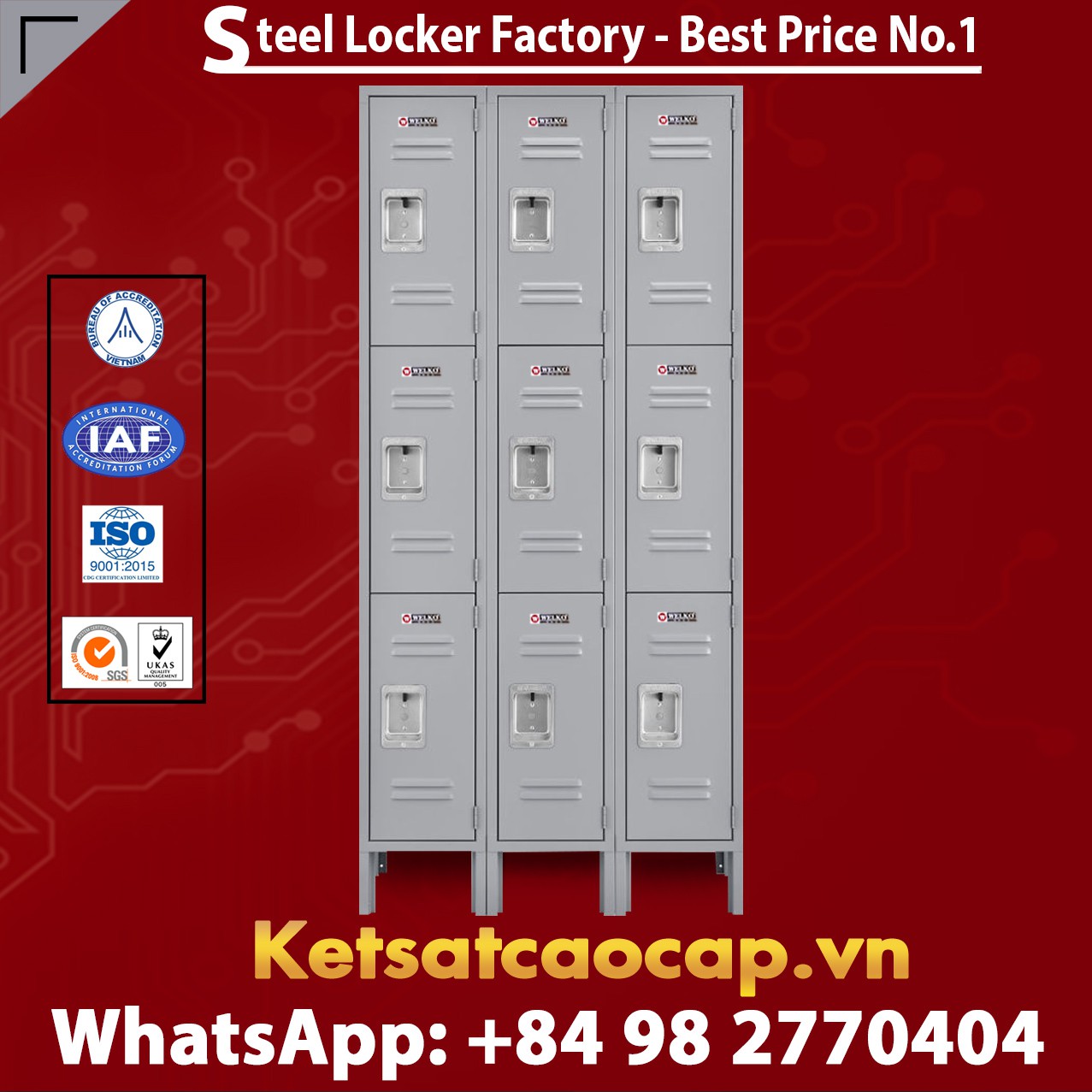 Steel Locker 3 Tier 12 x 15 x 24 9 Door Ready To Assemble Gray