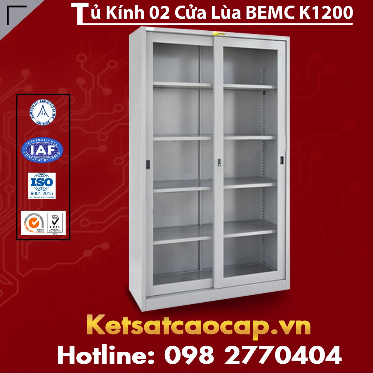 Tủ Kính 02 Cửa Lùa BEMC K1200